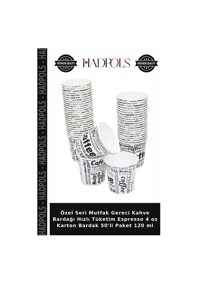 Özel Seri Mutfak Gereci Kahve Bardağı Hızlı Tüketim Espresso 4 Oz Karton Bardak 50'li Paket 120 Ml