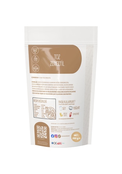 Zencefil Tozu 250 Gr %100 Doğal Katkısız Koruyucusuz