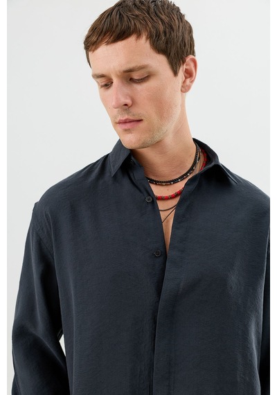 Antioch Modal Karışımlı Crop Fit Erkek Gömlek Siyah