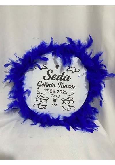 Gelin Tefi 30cm,isim Ve Tarih Yazılı Otriş Süslemeli Kına Tefi Saks