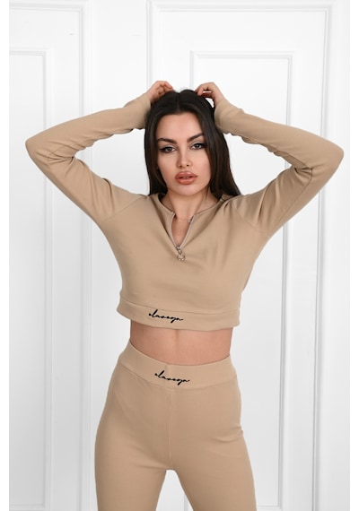 Koza Butik Kadın Yazı Baskılı Fermuar Detaylı Eşofman Takımı 3725-23 001