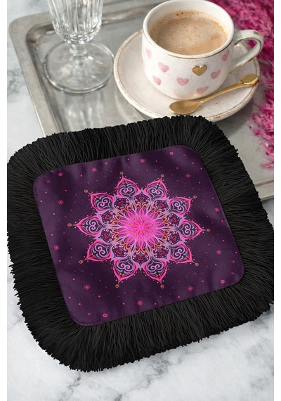 Mandala Motifli Saçaklı Dekor Peçetesi - Bohem Enerjik Mor Siyah Püsküllü Bardak Altlığı Mendil Okyanus Koyu Taba Mandala Motifli Saçaklı Dekor Peçetesi - Bohem Enerjik Mor Siyah Püsküllü Bardak Altlığı Mendil Okyanus Koyu Taba