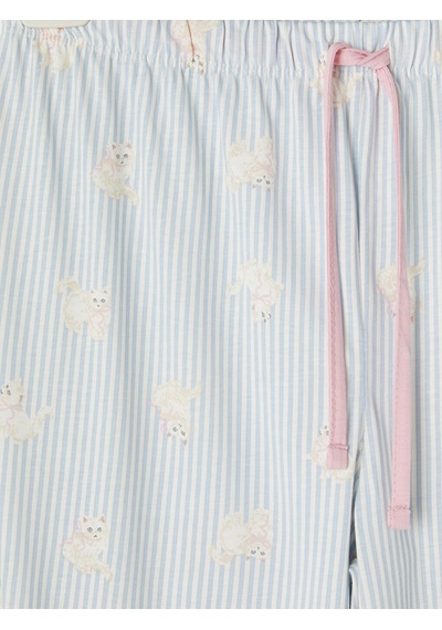 Lcw Dream Mavi Beli Lastikli Desenli Kadın Pijama Alt