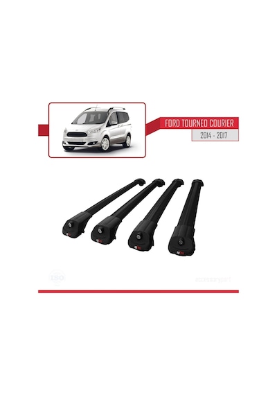 Ford Tourneo Courier 2014-2017 Arası İle Uyumlu Ace-1 Ara Atkı Tavan Barı Siyah 4 Adet Bar