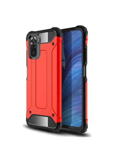 Noktaks - Xiaomi Uyumlu Xiaomi Redmi Note 10s - Kılıf Çift Katman Zırh Tank Crash Military Kapak - Kırmızı T17036 Kirmizi