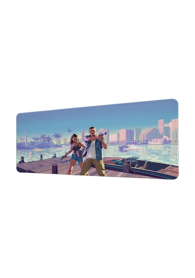 Gta 6 Vice City Sahil Aksiyon 40x90 Cm Oyuncu Mousepad Kaymaz Taban Büyük Boy Siyah