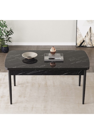 Mabel Siyah Mermer Desen 80x132 Açılabilir Yemek Odası Takımı 4 Sandalye, 1 Bench Krem Mabel Siyah Mermer Desen 80x132 Açılabilir Yemek Odası Takımı 4 Sandalye, 1 Bench Krem