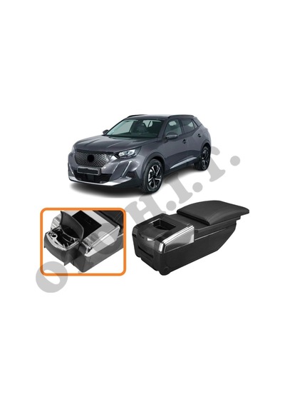 Peugeot 2008 19 Üzeri Uyumlu Bardaklıklı Lüks Kol Dayama Kolçak Siyah İthal.