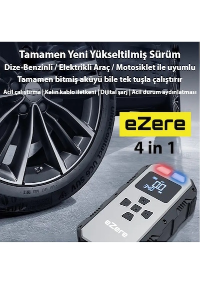 4 in1 8000mAh Lastik Sisirme Pompası Ve Starter Akü Takviye Seti