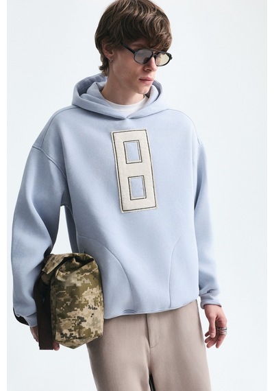 Vamos Numara Baskılı Oversize Sweatshirt Bebe Mavi