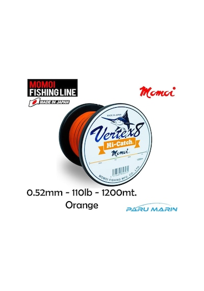 Momoi Vertex 8x 0.52mm 110lb 1200mt. Turuncu İp Misina