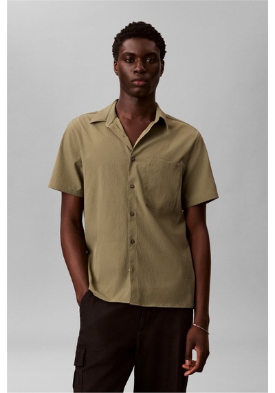Calvin Klein Ss Solid Seersucker Erkek Gömlek-16337 Haki