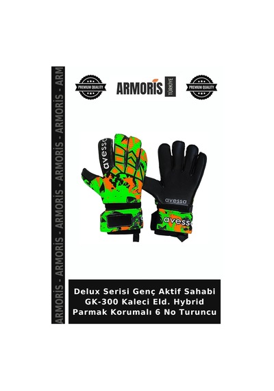 Delux Serisi Genç Aktif Sahabi Gk-300 Kaleci Eld. Hybrid Parmak Korumalı 6 No Turuncu