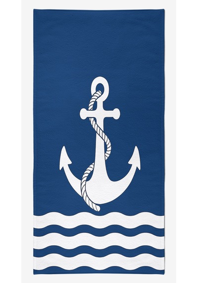 ANCHOR Dijital Baskılı 75x150 Cm Plaj Havlusu Lacivert
