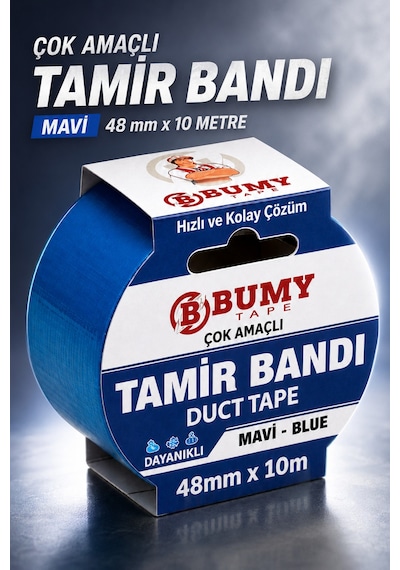 Mavi Çok Amaçlı Tamir İzolasyon Bandı 48 Mm X 10 Metre Su Geçirmez Sızdırmaz Takviye Bantı Bantları