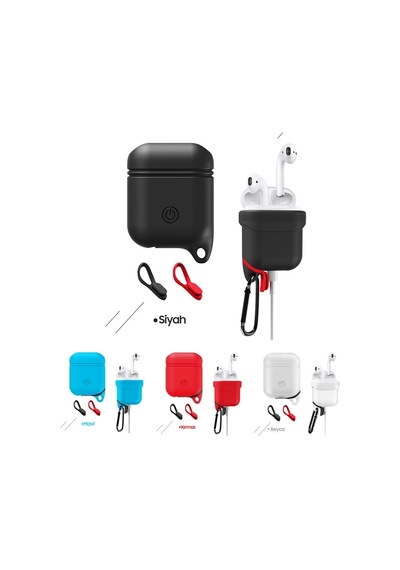 Ally Apple Uyumlu AirPods İçin Premium Silikon Kılıf Anahtarlıklı- 5775