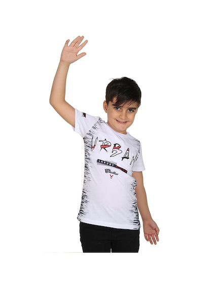 Toontoy Kids Toontoy Erkek Çocuk T-shırt Çocuk Urban Baskılı Beyaz