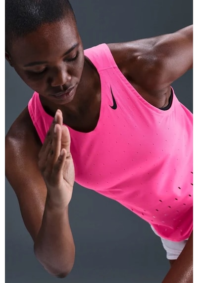 Nike Dri Fit Aeroswift Running Adv Singlet Tank Top Pink Lazer Kesim Koşu Atleti Pembe
