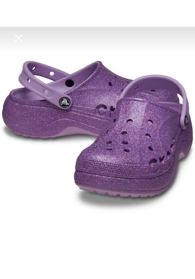 Crocs Baya Platform Glitter Clog Kadın Terlik Mor