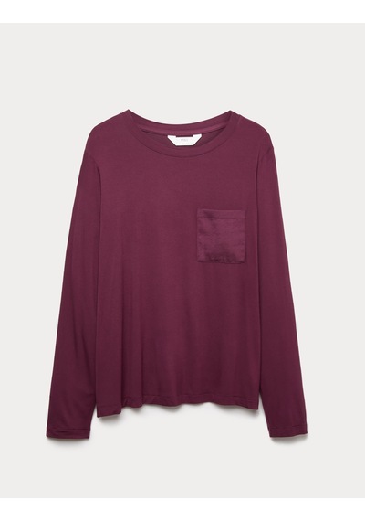 Marks & Spencer Uzun Kollu Pijama Üstü T37003697T Bordo
