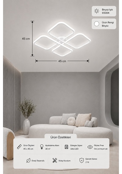 Nuvo Led Plafonyer Avize Beyaz Işık