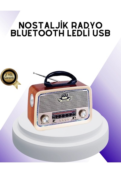 Nostalji Bluetooth Radyo Fm Am Sw Ahşap Eskitme Tasarım
