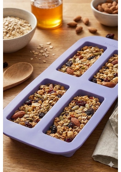 Silikon Müsli Bar, Granola Ve Protein Bar Kalıbı - Yapışmaz Dikdörtgen Çikolata Ve Kek Kalıbı Çok Renkli