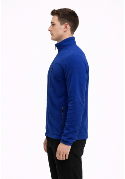 Axxel Erkek İndigo Polar Fermuarlı Hakim Yaka Sweatshirt-w1141 İndigo