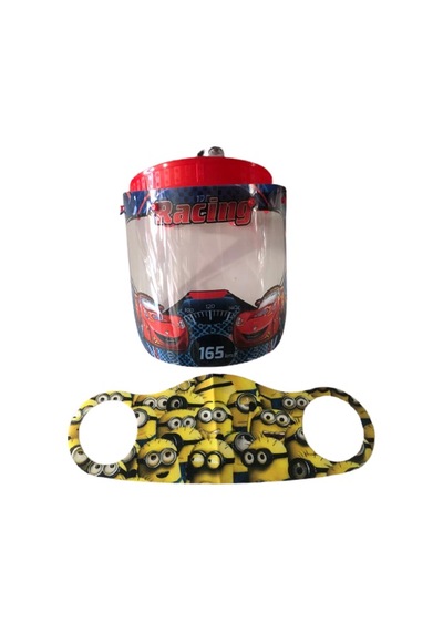 Gürbey Racing Baskılı Çocuk Siperlik + Minyonlar Desenli Çocuk Maske
