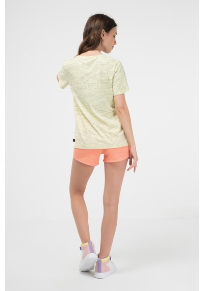 Brz Collection Sarı Renk Siyah Kırçıllı Kadın Kısa Kollu T-Shirt Sarı