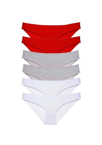 6 Adet Süper Eko Set Likralı Kadın Slip Külot 548 Çok Renkli