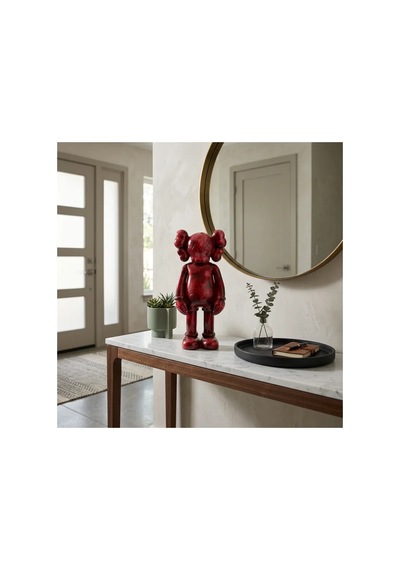 Kaw Tarzı Bordo X Gözlü El Boyaması Dekoratif Figür Heykel 26 Cm
