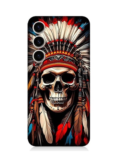 Samsung Galaxy S23 Plus Uyumlu Kızıldereli Kurukafa Desenli Silikon Kılıf