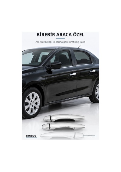 Peugeot 301 2012 Ve Sonrası Uyumlu Krom Kapı Kolu Kaplaması 4 Kapı Paslanmaz Çelik
