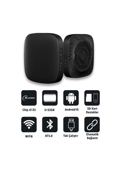 Kablosuz Carplay & Android Auto Akıllı Multimedya Kutusu Android 10 Tabanlı 2 Gb Ram + 32 Gb Rom Aı Box Dual-ba