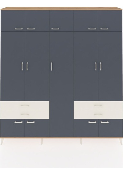 Hyperion Dolap 12 Raflı 4 Çekmeceli 2 Askılı 220x44x243 Çam-antrasit/aytaşı Antrasıt/aytası Hyperion Dolap 12 Raflı 4 Çekmeceli 2 Askılı 220x44x243 Çam-antrasit/aytaşı Antrasıt/aytası