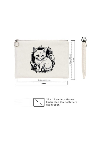 Tattoo Tablet/portföy Çanta - Astarlı 30x21 Cm Beyaz - No.08 Beyaz
