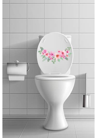 Soft Renkli Güller Klozet Kapağı ve Banyo Sticker Seti