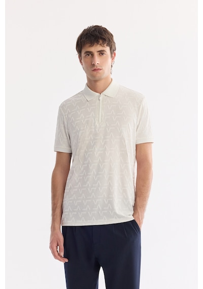 Avva Erkek Ekru Kıvrılmaz Polo Yaka Fermuarlı Regular Fit T-shirt A61y1046
