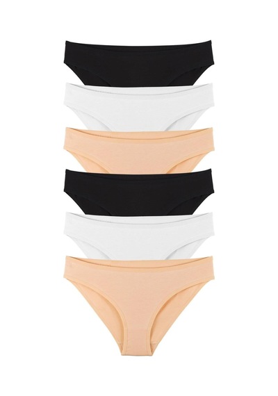 Sensu Kadın Pamuklu Karışık Renkli 6'lı Slip Külot Model-2