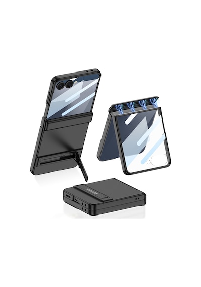 Galaxy Uyumlu Z Flip 7 Kılıf Pazarplus Kıpta Standlı Kılıf Gri