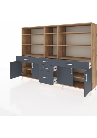 Hyperion Dolap 11 Raflı 5 Çekmeceli 4 Kapaklı 220x44x163 Çam-antr Çam-antrasit Hyperion Dolap 11 Raflı 5 Çekmeceli 4 Kapaklı 220x44x163 Çam-antr Çam-antrasit