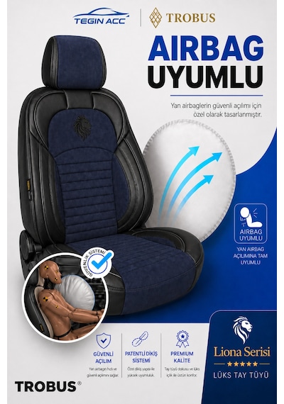 Fiat Albea 2002-2012 Araca Uyumlu Premium Tay Tüyü Koltuk Kılıfı Liona Serisi Lacivert
