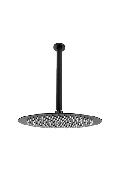 Fause Tavandan Borulu Oval Slim Metal Ankastre Duş Başlığı Siyah 25 Cm Siyah