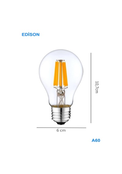 Rustik A60 Led Filament Ampul E27 Gün Işığı Aydınlatma Ampülü Led Ampül, A60 Rustik Led Flament Diğer
