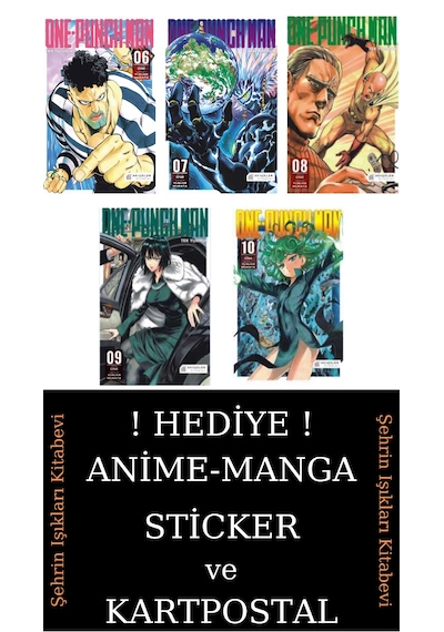 One Punch Man 6-7-8-9-10 Manga Seti 5 Kitap / Tek Yumruk / Anime-manga Sticker Ve Kartpostal