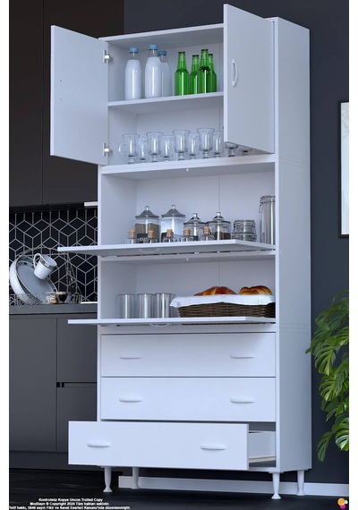 Ekin 90 Cm Bakliyat Dolabı Kahve Köşesi 3 Çekmeceli Çok Amaçlı Mutfak Kiler Banyo Dolabı Beyaz Ekin 90 Cm Bakliyat Dolabı Kahve Köşesi 3 Çekmeceli Çok Amaçlı Mutfak Kiler Banyo Dolabı Beyaz