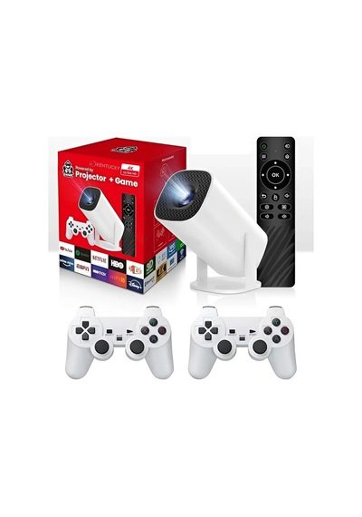 P30 Max Projektör 4k Hd 1080p Bluetooth Android 2 Kol Dahili 3000 Oyun Retro Atari