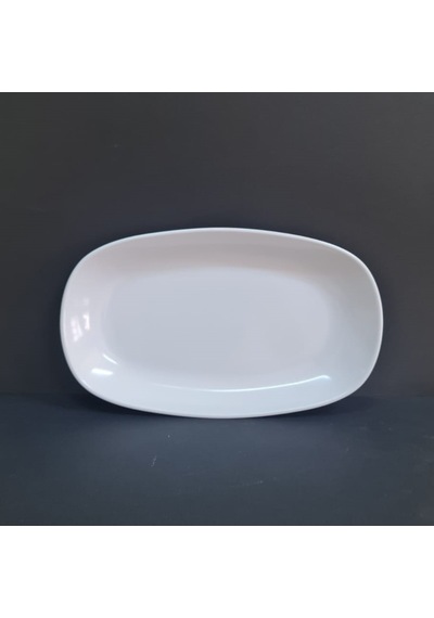 2 Adet Standart Melamin Kayık Tabak Orta Salata Tabağı 33x20 Cm - Beyaz Beyaz