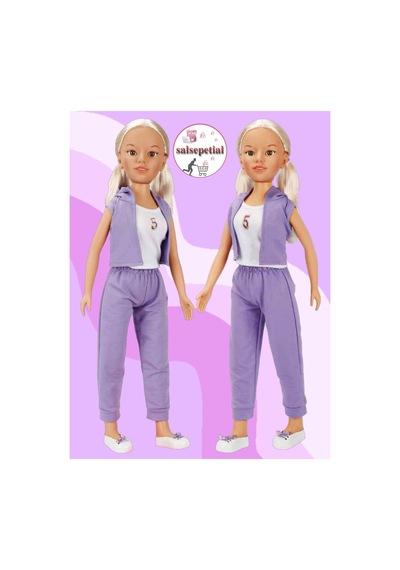 Büyük Boy Et Bebek 80cm Yürüyüş Arkadaşım Clara Sporty 80 Cm Mor Eşofman Takımlı